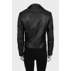 Cropped leather jacket with perforation
