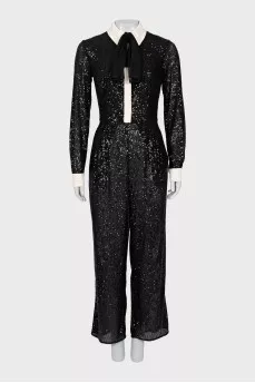 Black and white sequin jumpsuit