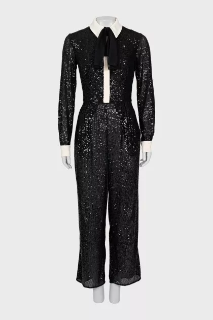 Black and white sequin jumpsuit