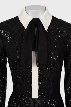 Black and white sequin jumpsuit