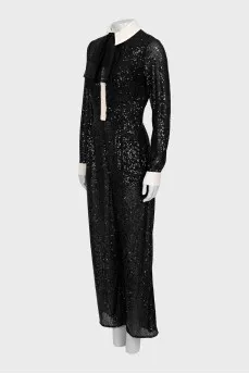 Black and white sequin jumpsuit