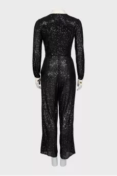 Black and white sequin jumpsuit