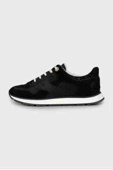 Sneakers with branded embossing on suede