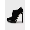 Suede ankle boots with gold decor