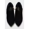 Suede ankle boots with gold decor