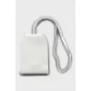 White leather clochette keychain