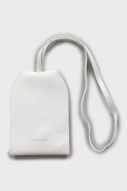 White leather clochette keychain