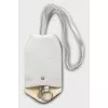 White leather clochette keychain