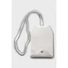 White leather clochette keychain