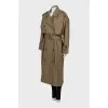 Double-breasted trench coat with belt