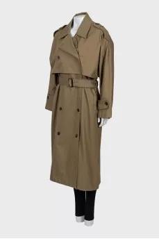 Double-breasted trench coat with belt