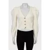 Cropped cardigan with voluminous sleeves