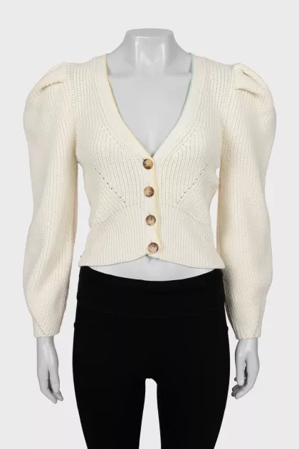 Cropped cardigan with voluminous sleeves