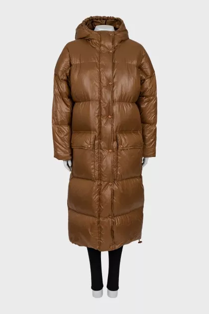 Quilted Maxi Down Jacket with Hood