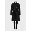 Black trench coat with belt
