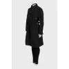 Black trench coat with belt
