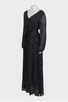 Printed maxi dress with belt