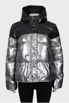 Two-tone down jacket with hood