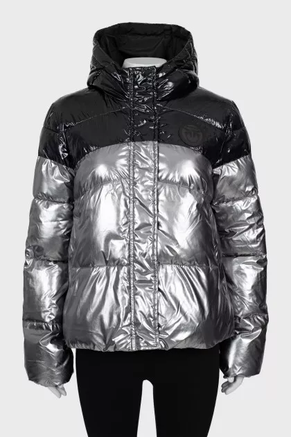 Two-tone down jacket with hood