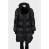  Quilted down jacket with fur 