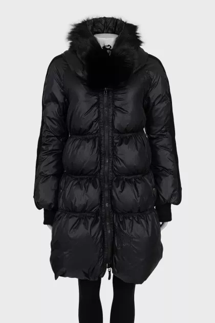  Quilted down jacket with fur 