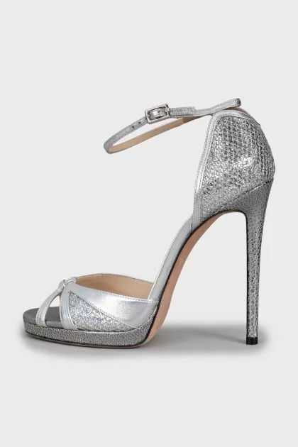 Silver leather sandals