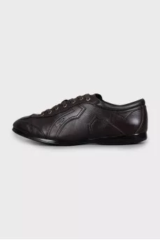 Men's brown leather sneakers
