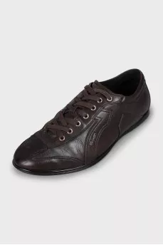 Men's brown leather sneakers