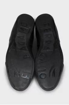 Men's brown leather sneakers