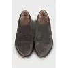 Grey suede loafers