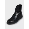 Perforated leather boots