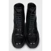 Perforated leather boots