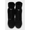 Black suede round toe ankle boots