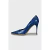 Blue snakeskin shoes