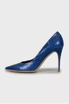 Blue snakeskin shoes