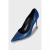 Blue snakeskin shoes