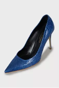 Blue snakeskin shoes