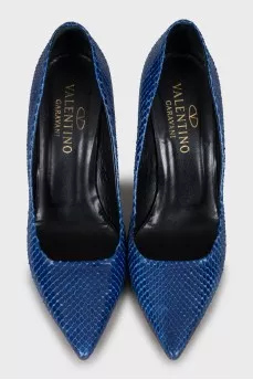 Blue snakeskin shoes