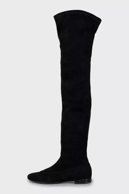 Suede over the knee boots with decor