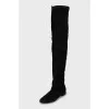 Suede over the knee boots with decor