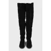 Suede over the knee boots with decor