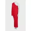 Knitted red dress with a slit