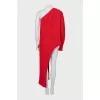 Knitted red dress with a slit
