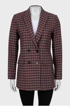 Double-breasted checkered jacket