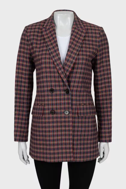 Double-breasted checkered jacket