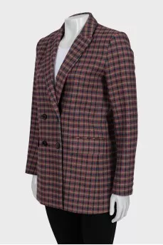 Double-breasted checkered jacket