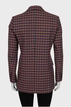 Double-breasted checkered jacket