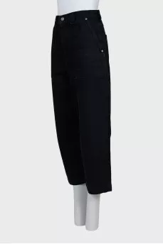 Cropped jeans with patch pockets