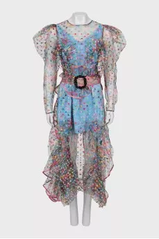 Polka dot dress decorated with frills