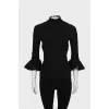 Blouse with frill on sleeves